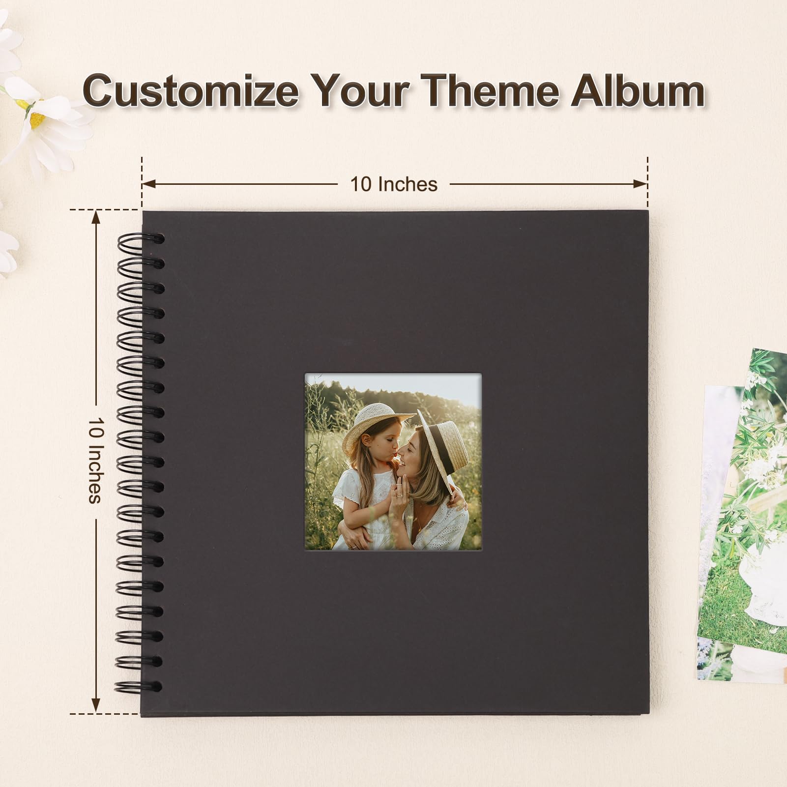 Álbum de recortes de 25,4 x 25,4 cm, tapa dura, papel kraft con ventana, libro de recuerdos en blanco para bebé, boda, libro de invitados, parejas, graduación, viajes, bricolaje, aniversario, 40