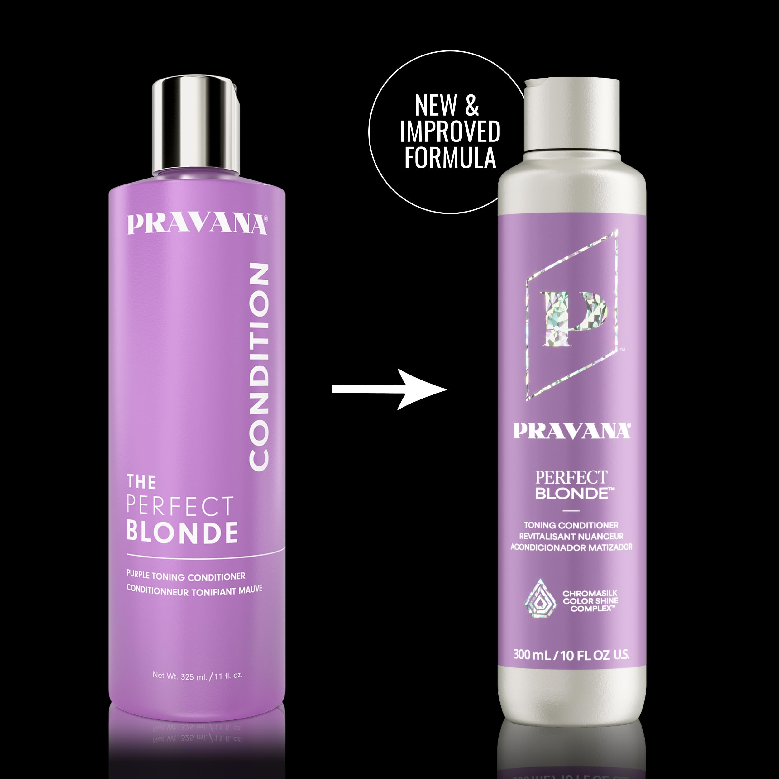 PRAVANA The Perfect Blonde Purple Toning Conditioner | Neutralizes Brassy, Yellow Tones | For Color Treated Hair | Chromasilk Enhances Shine & Protection | Vegan, Cruelty-Free | Paraben & Sulfate Free