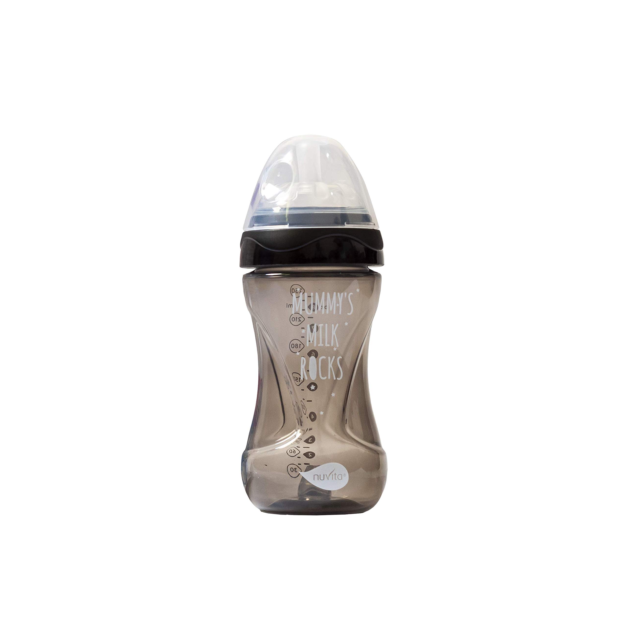 Nuvita Mimic Cool Feeding Bottle, 250 Ml, Black, Piece Of 1