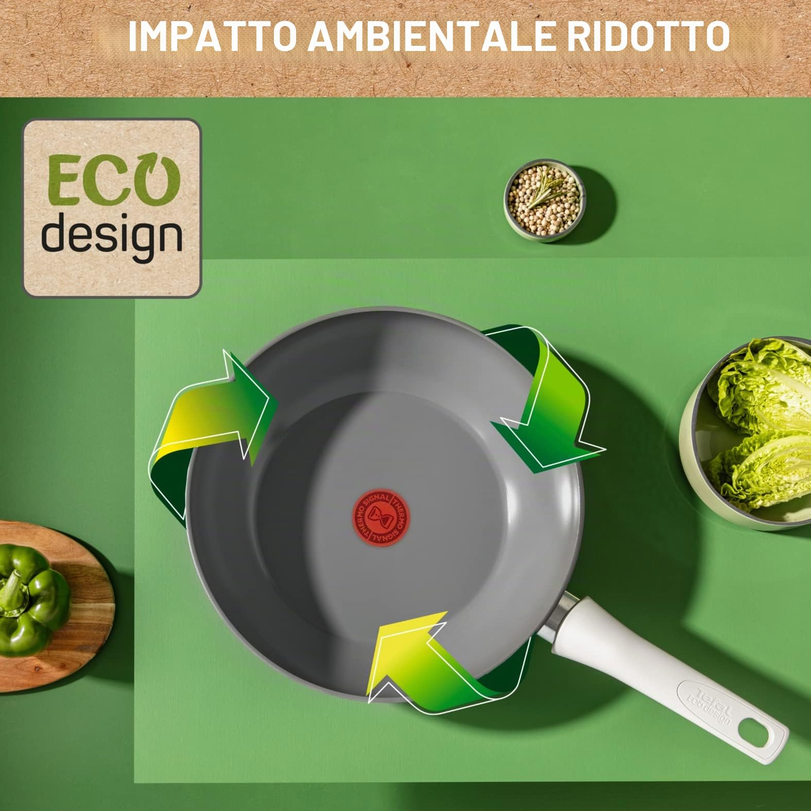 Tefal Renew On, Wok a induzione in Ceramica Antiaderente in Alluminio Riciclato, 28 cm, Grigio