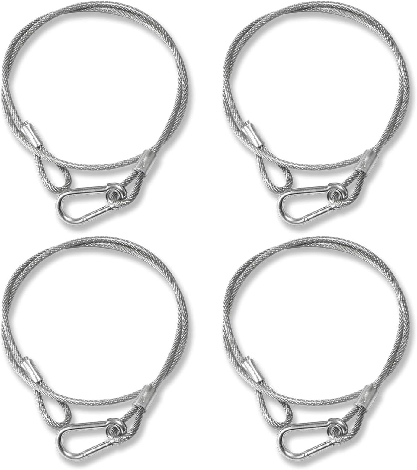 Stage Lights Safety Cable, 4mm×85cm Safety Chains, Picture Hanging Wire Rope, Stainless Steel Safety Chain, with Buckle and Looped Hanging Cord (Hold Up to 25kg)(4 Pieces)
