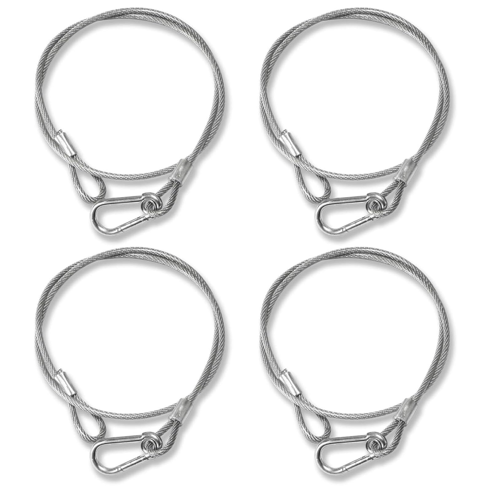 Stage Lights Safety Cable, 4mm×85cm Safety Chains, Picture Hanging Wire Rope, Stainless Steel Safety Chain, with Buckle and Looped Hanging Cord (Hold Up to 25kg)(4 Pieces)