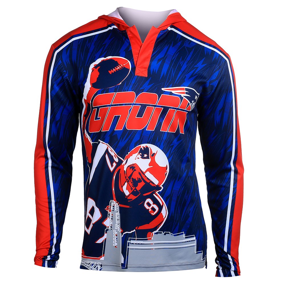 KlewNFL Football 2015 Polyester Player Hoody Tee - Pick Team (New England Patriots R Gronkowski #87, Medium)