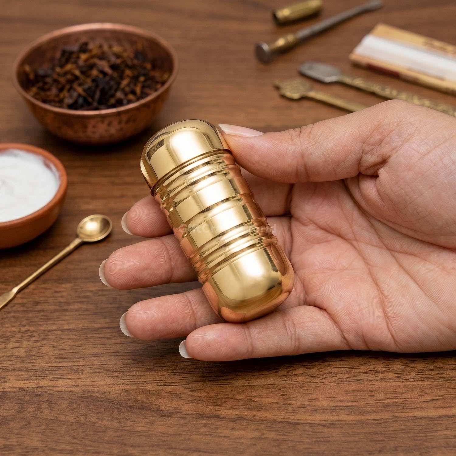 Brass Khaini Chunauti Pital Container For Mouth Freshner Tobacco Surti Golden Chuna Dani Dabi Lime Dibbi Men Peetal Box Katha Pocket Storage Accessories Daily Carry Items (Style9)-image-38
