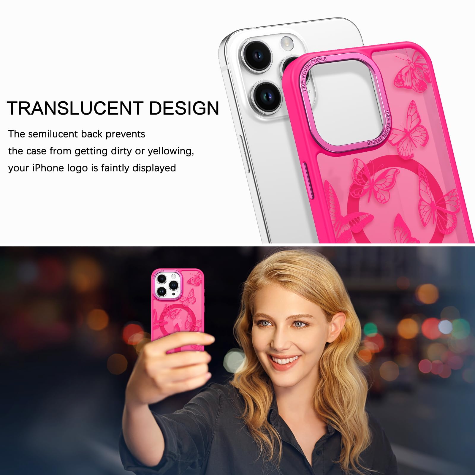 Magnetic Case Designed For IPhone 14 Pro Clear Glitter - Compatible With MagSafe Charger Phone Case For Women Girls, Full-Body Shockproof Protective Case Cover For IPhone 14 Pro, Green