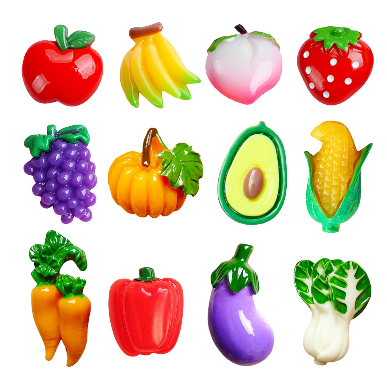 12pcs Mini Cute Refrigerator Magnets, Funny 3D Simulation Fruit and Vegetable Fridge Magnets, Baby Educational Learning Toy, for Refrigerators, Maps, Whiteboards and Other Magnetic Items
