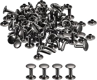 uxcell 100 Sets Leather Rivets, 7x10mm Double Cap Rivets Metal Studs Rivet for Leather Craft Repair DIY Purse Belts Bags Shoes, Gun-Black