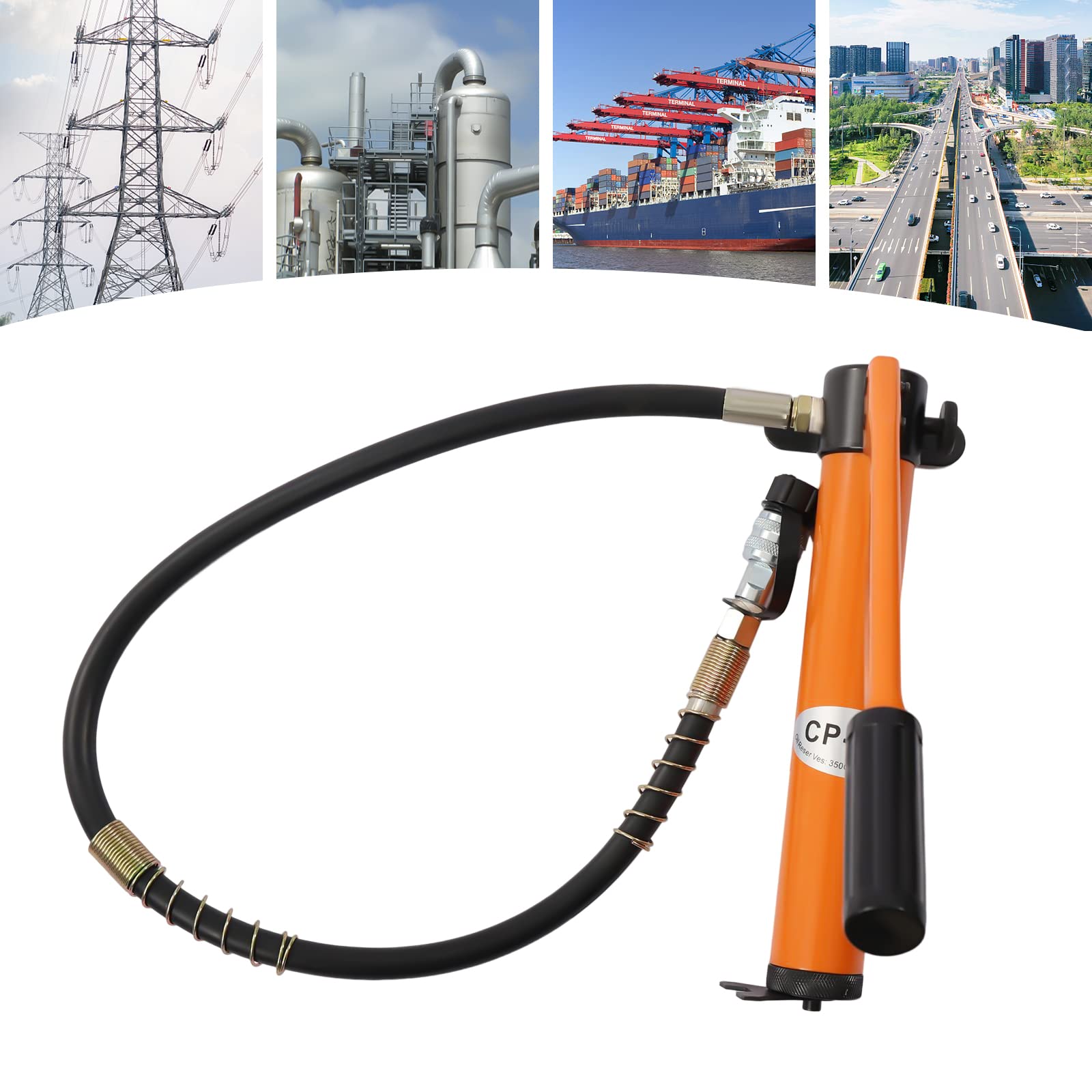Manuelle Hydraulikpumpe Handpumpe 350cc 70MPa  Mit Schlauch Fr  Hydraulikzylinder, Rohrbieger & Pressen Handpumpe Stahl