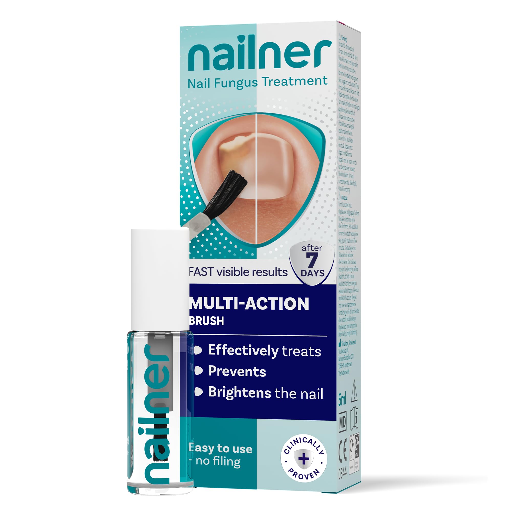 NailnerFungal Nail Treatment Brush Extra Strong 5ml - 2in1 Treat & Prevent Toe Nail Fungus - Treat Antifungal Nail Infection - Clinically Tested & Fast Results