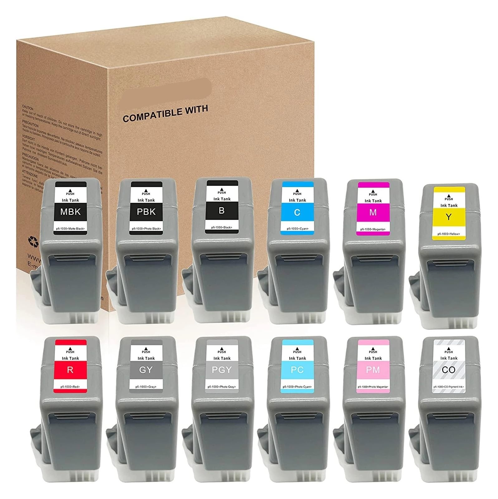 Cartuccia PFI-1000 Compatibile Con Canon PRO-1000 Set 12 Colori