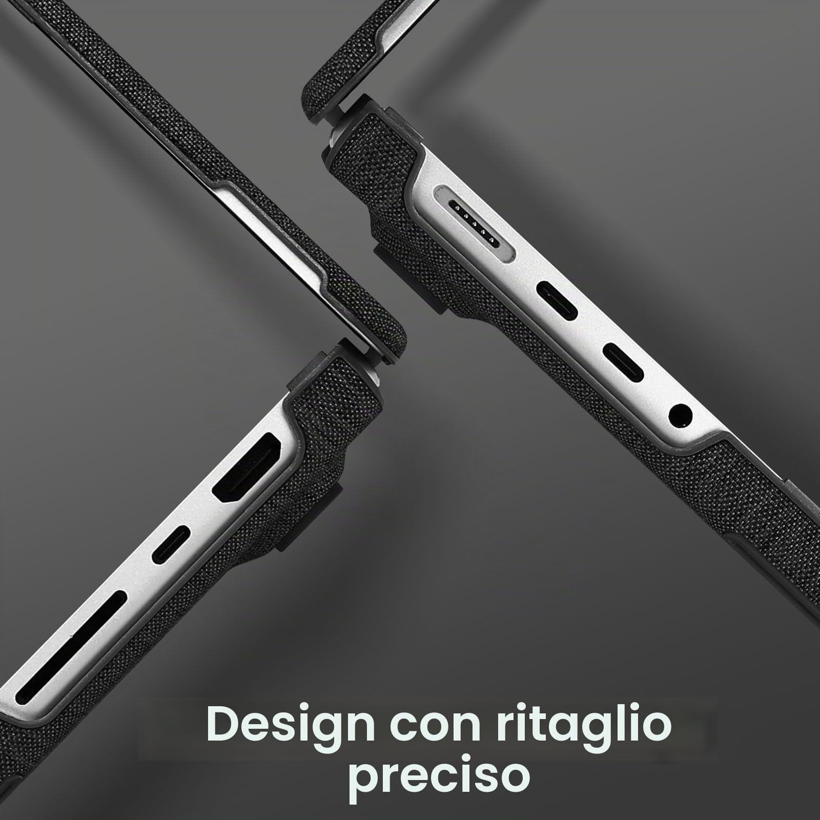 MOSISO Custodia Compatibile con MacBook Pro 14 Cover M5 M4 M3 M2 M1 2026 | Tessuto Maglia Rivestito Staffa Piega Case per MacBook Pro 14,2 pollici Pro/Max 2025 2024 2023 2022 2021 A3427, Nero