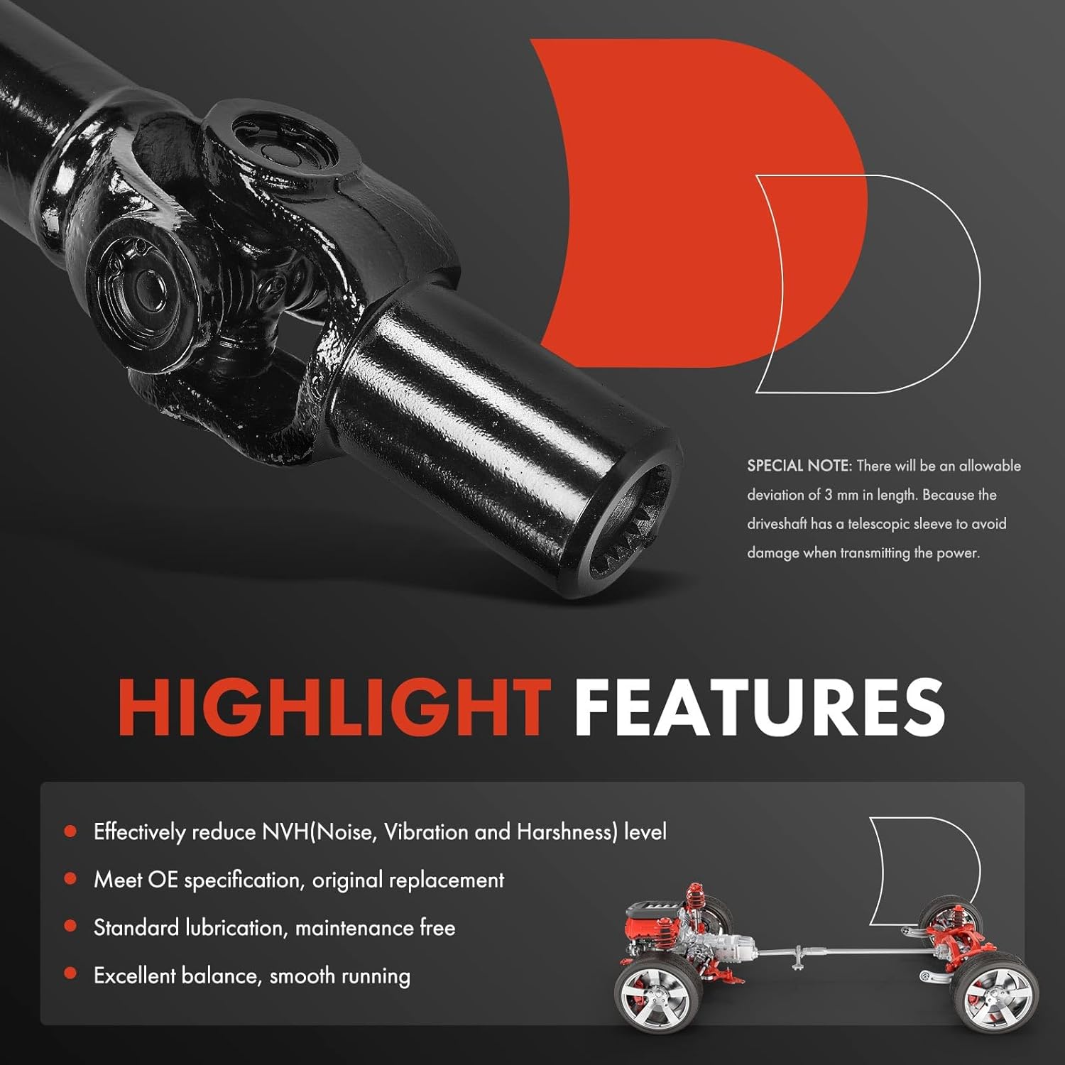 A-Premium Front Complete Drive Shaft Prop Shaft Driveshaft Assembly Compatible with Polaris Sportsman 500 (2006) 4x4, 4x4 HO EFI, 4x4 Browning HO EFI, Replace# 1380233