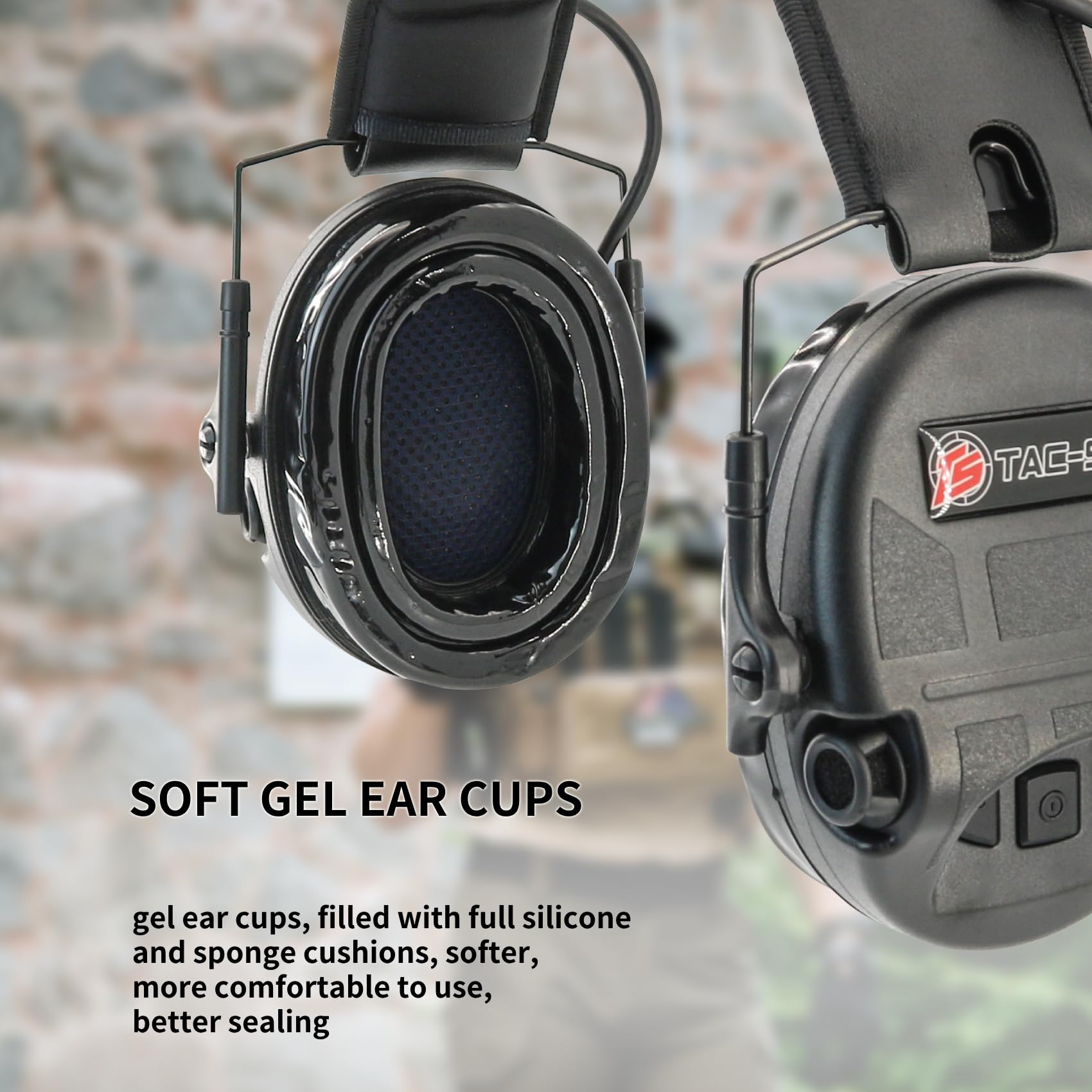 Auriculares tácticos con reducción de ruido, protección auditiva, almohadillas de silicona para captación de sonido NRR 23dB para disparar pistola de rango