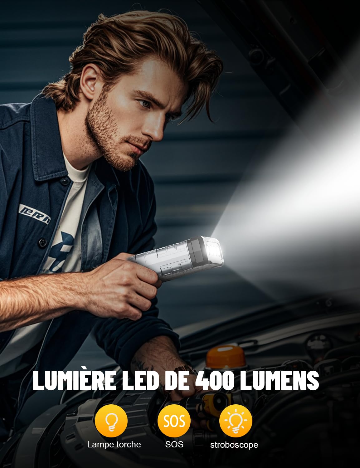 Sharmeal Booster Batterie Voiture 8000A, Démarreur Batterie Voiture Portable(Tout Essence ou 10L Diesel), 12V Jump Starter, Pinces de Sûreté Intelligentes, Grand Écran LCD, 400 Lumière LED 3 Modes