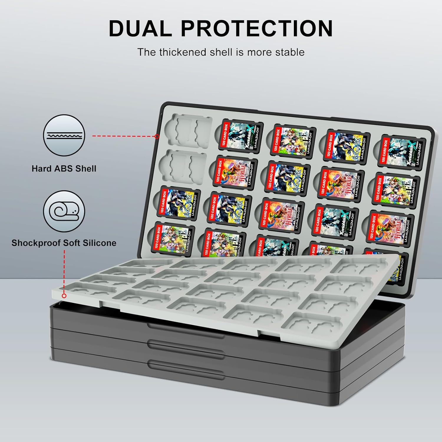 iPLYGAM Switch Game Case for Nintendo Switch 2/Switch/OLED/Lite with 120 Slots and 240 Memory Micro SD Card Storage, Portable Travel Switch Game Holder Organizer, Game Card Protective Festival Gift