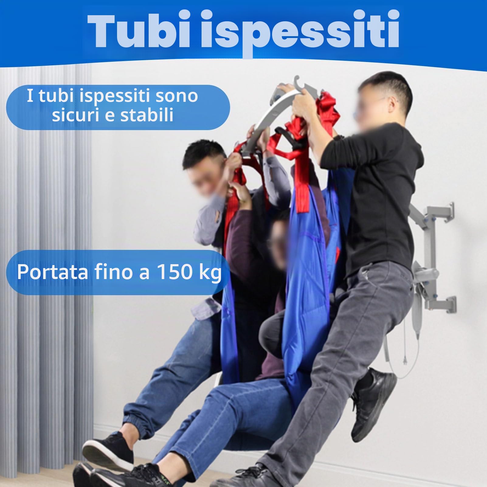 Sollevatore A Parete per Pazienti Anziani, Macchina di Trasferimento Elettrica con Telecomando E capacità di 150 kg, per Uso Domestico, Persone Disabili