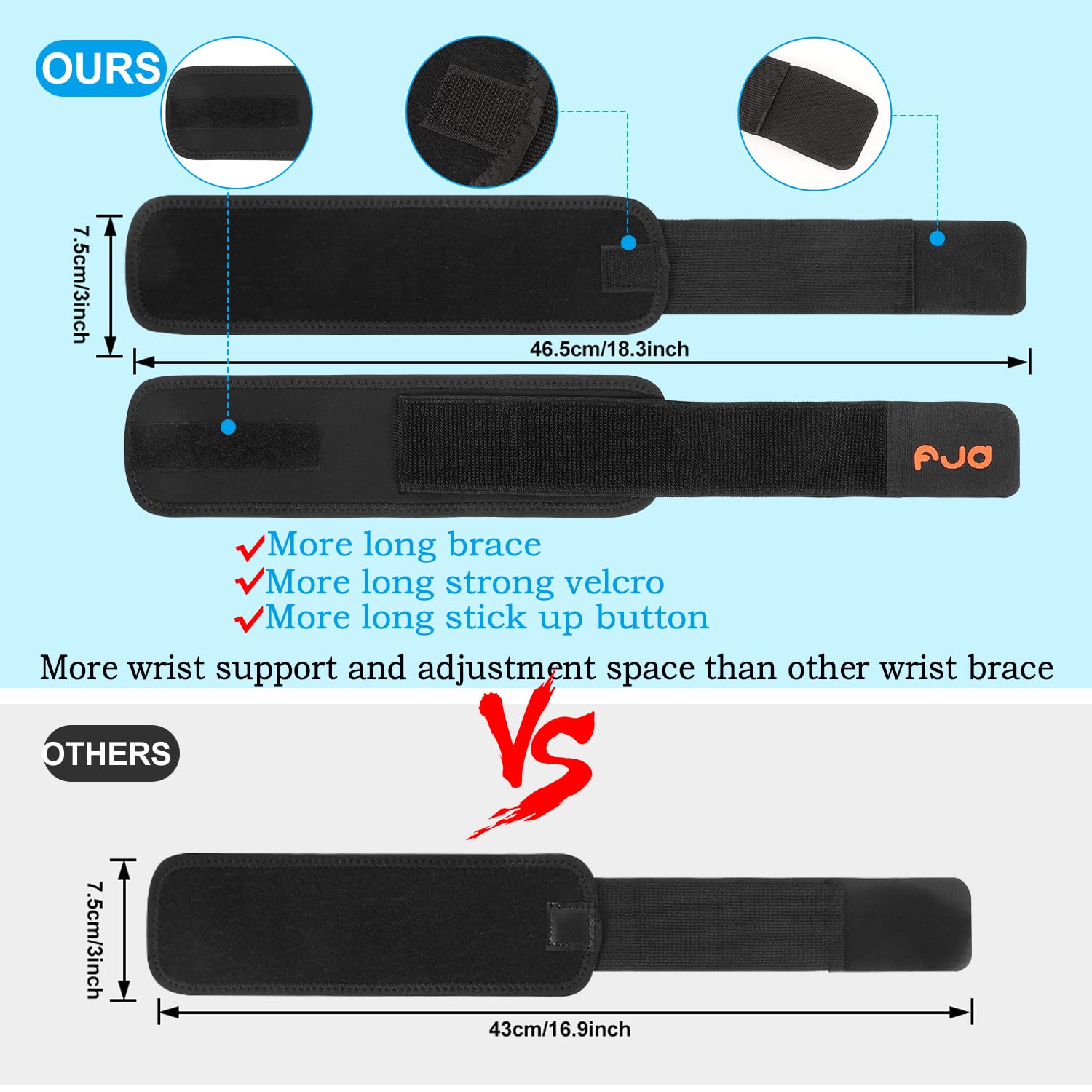 Wrist Brace Carpal Tunnel - [2 PACK New Upgrade- Material & Extended wristband] Adjustable Wrist Support for Arthritis and Tendinitis Pain Relief - Hand Wrist Wraps Compression Strap for Working Out Sport Weightlifting