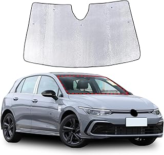 Suitable for Volkswagen Golf 7 Golf 8 2014-2024 Car Front Glass Parasol with Suction Cup, Foldable Ventd Sun Protection Car Windscreen Sun Visor for VW Accessories