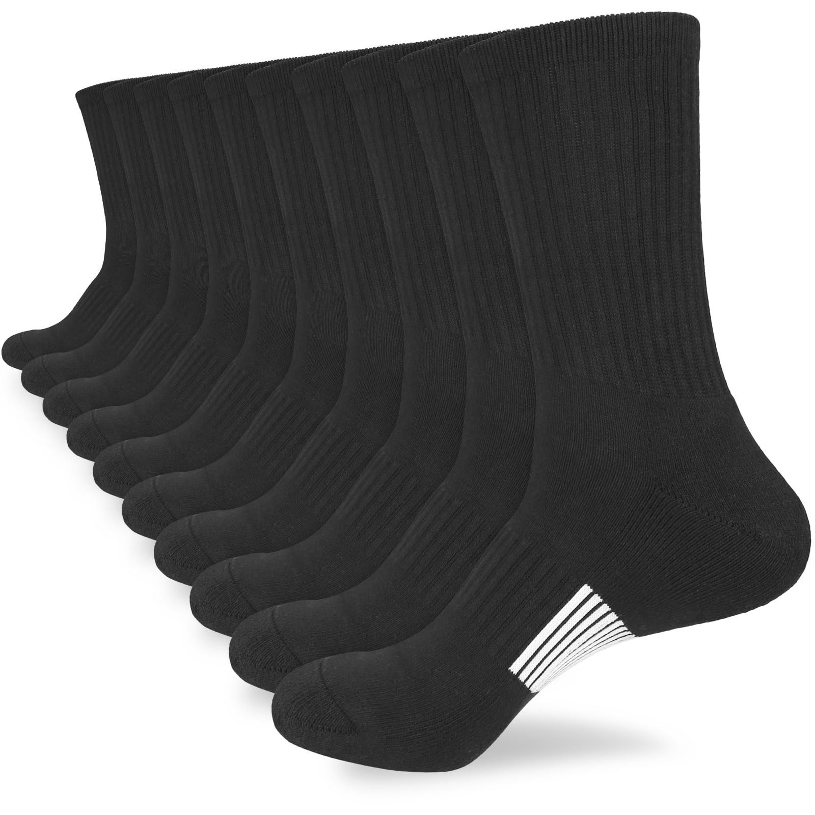 ouhos 5 Pairs Womens Cushion Hiking Walking Work Socks, Anti Blister Thick Winter Thermal Cotton Crew Socks, Warm Sports Socks with Arch Support, UK Size 4-7