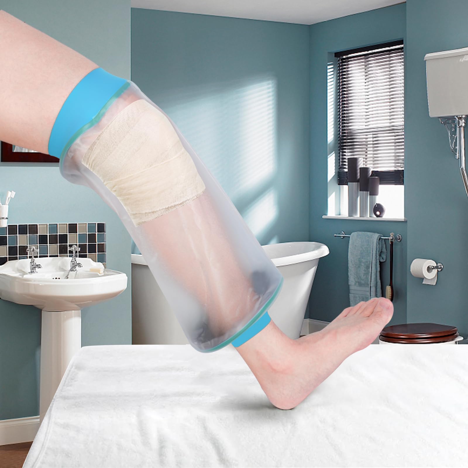 SUPERNIGHT Copertura impermeabile per gambe per adolescenti, per la doccia, protegge ferite al ginocchio del bambino, ustioni e lesioni, riutilizzabile, a tenuta stagna, per nuoto e bagno