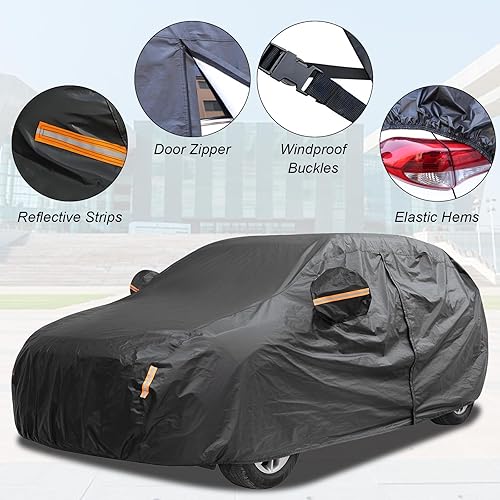 Miniatura 2 de Funda impermeable para automóvil para todo tipo de clima, para exteriores, protección solar, cubierta exterior completa, para sedán, resistente,