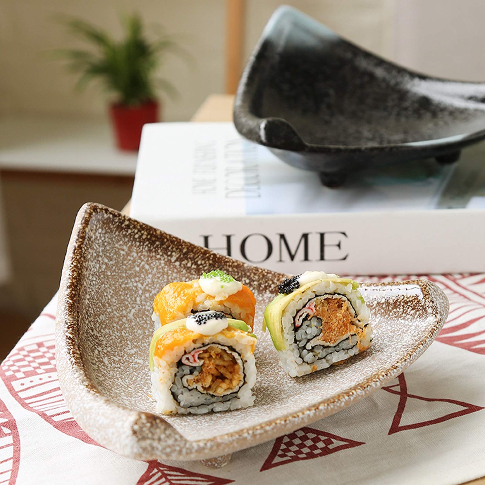 Dipschalen Keramisches Dreieck-Sauce-Teller Japanischer Stil-Sauce-Teller - Dip-Schalen-Set von 3 Gut for Ketchup, Sojasauce, Sushi und andere Party-Abendessen Snackschalen (Color : Schwarz)
