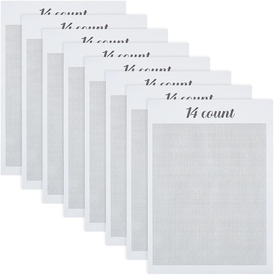 FREEBLOSS 8Pcs Water Soluble Cross Stitch Graph Paper Dissolvable Embroidery Transfer Paper 14CT Cross Stitch Blanks for Clothing Embroidery Repair, 8.3x11.7''