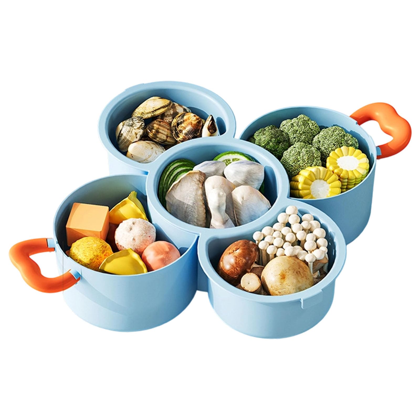 hogtnd Easy Cleaning Stackable Food Tray Divided Compartments Draining Function for Fresh Products Prepared for Multiple Trays
