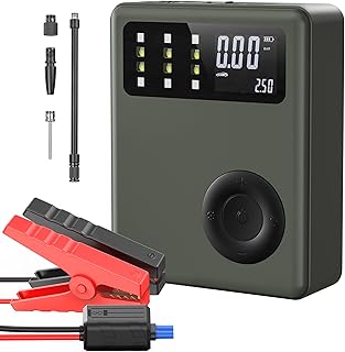 Jump Starter with Air Compressor- 2000A 12V Auto Battery Jump Starter (up to 9L Gas/6L Diesel Engine), 150PSI Digital Tire Inflator, 15000mAh Portable Car Battery Charger with 4 LED Light, Power Bank