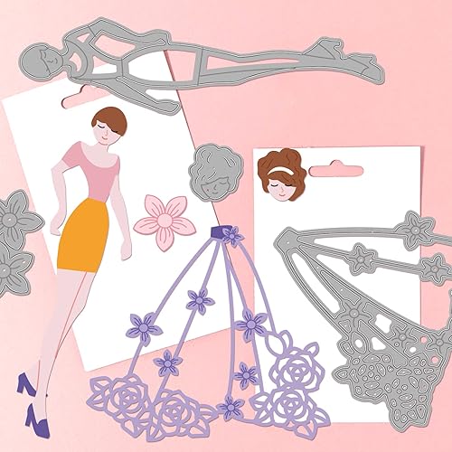 Miniatura 3 de GLOBLELAND Plantilla de estampado de mujer de moda para mujer, de acero al carbono, troquelada, flor troquelada, para álbumes de recortes, tarjetas