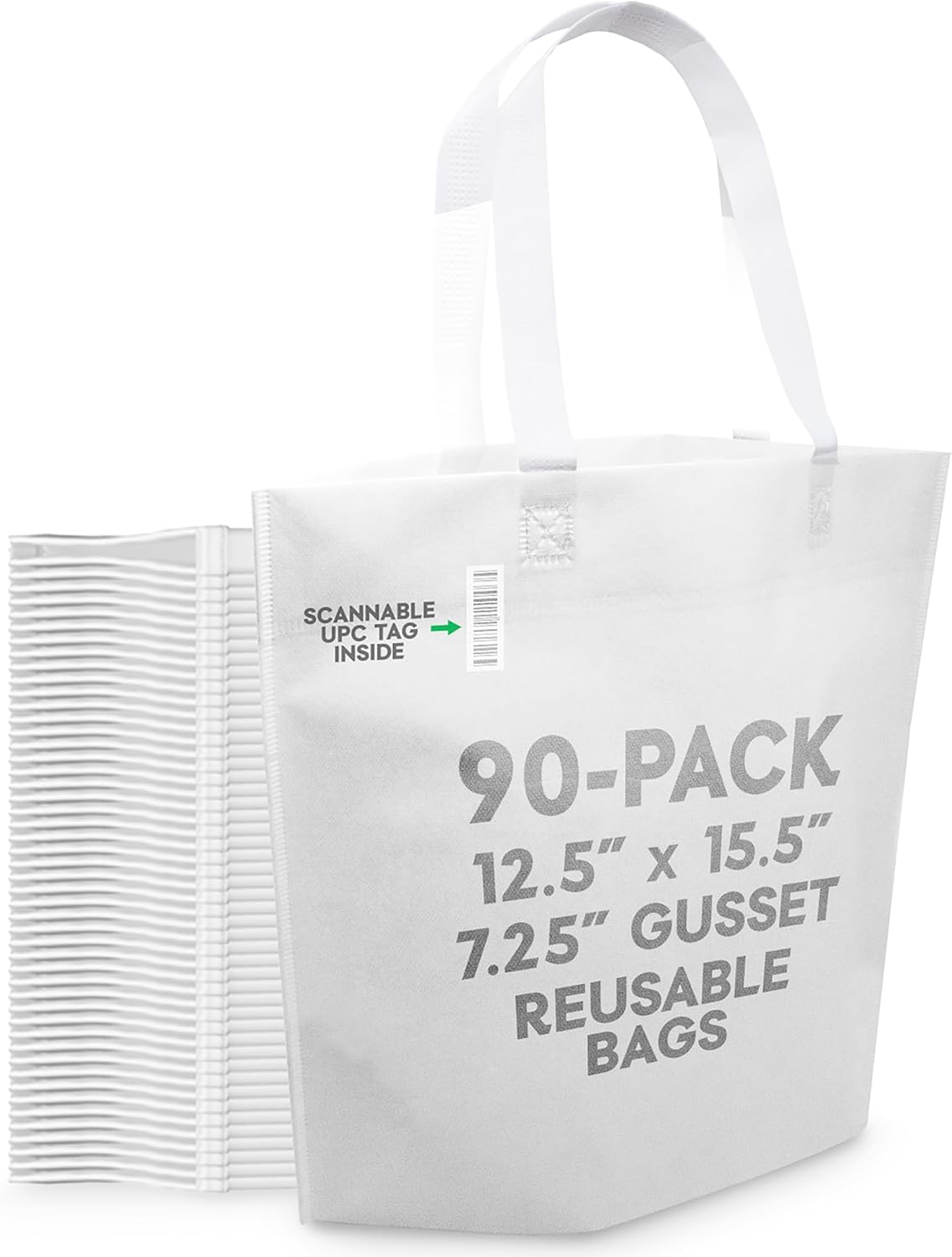 90 Pack Non-Woven Heavy-Duty Reusable Reusable Shopping Bags with Handles - Grocery Bags Bulk