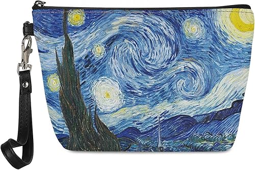 Bolsa de cosméticos para adolescentes, bolsa de almacenamiento de artículos de tocador con asa portátil, bolsa de maquillaje hipster, Van Gogh