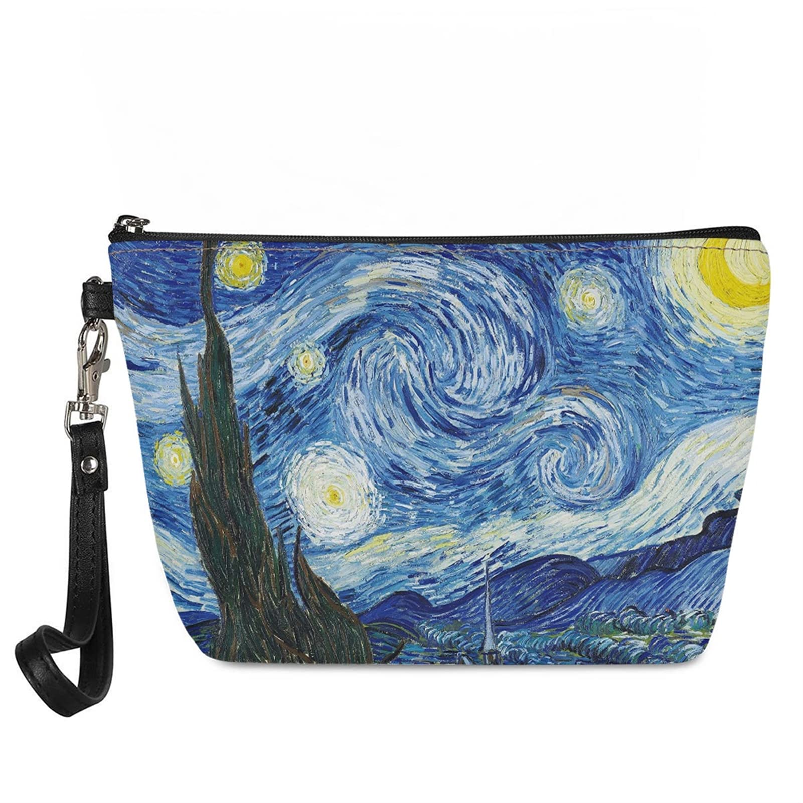 Howilath Starry Night Fashion PU Leather Makeup Bag Travel Cosmetic Storage Pouch Shopping Casual Clutch Bag