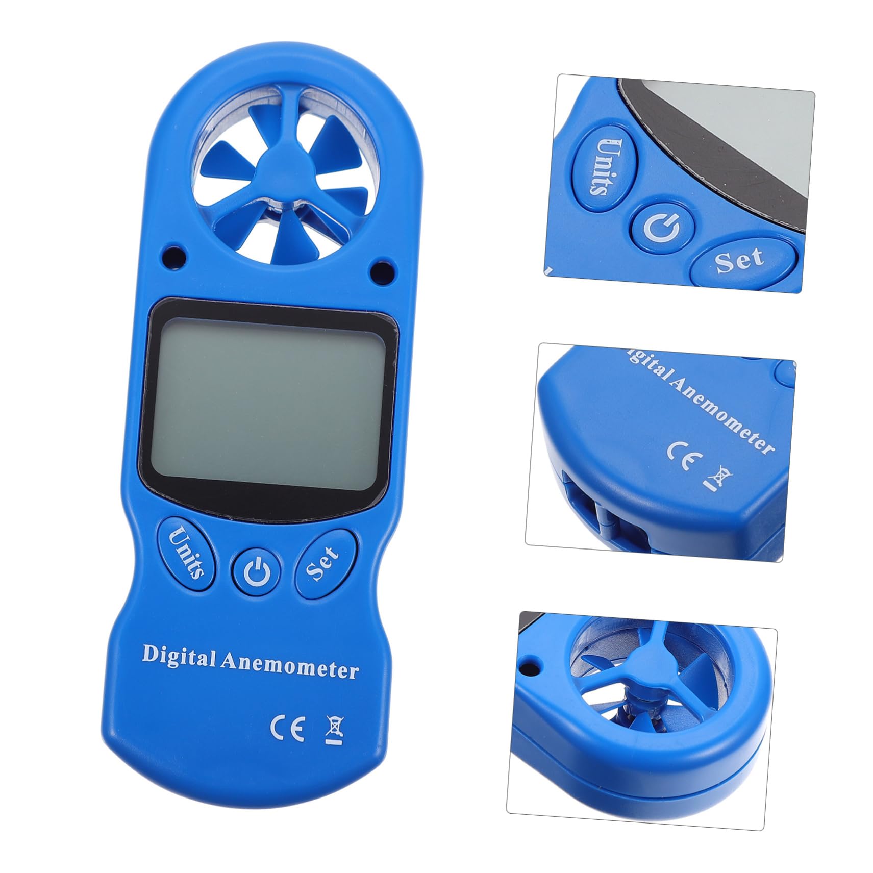 Anemometro Portatile Mini Digitale 1 Pezzo Plastico Blu | Misuratore Umidita con Sonda, Display Lcd Retroilluminato, Custodia Inclusa per Trasporto