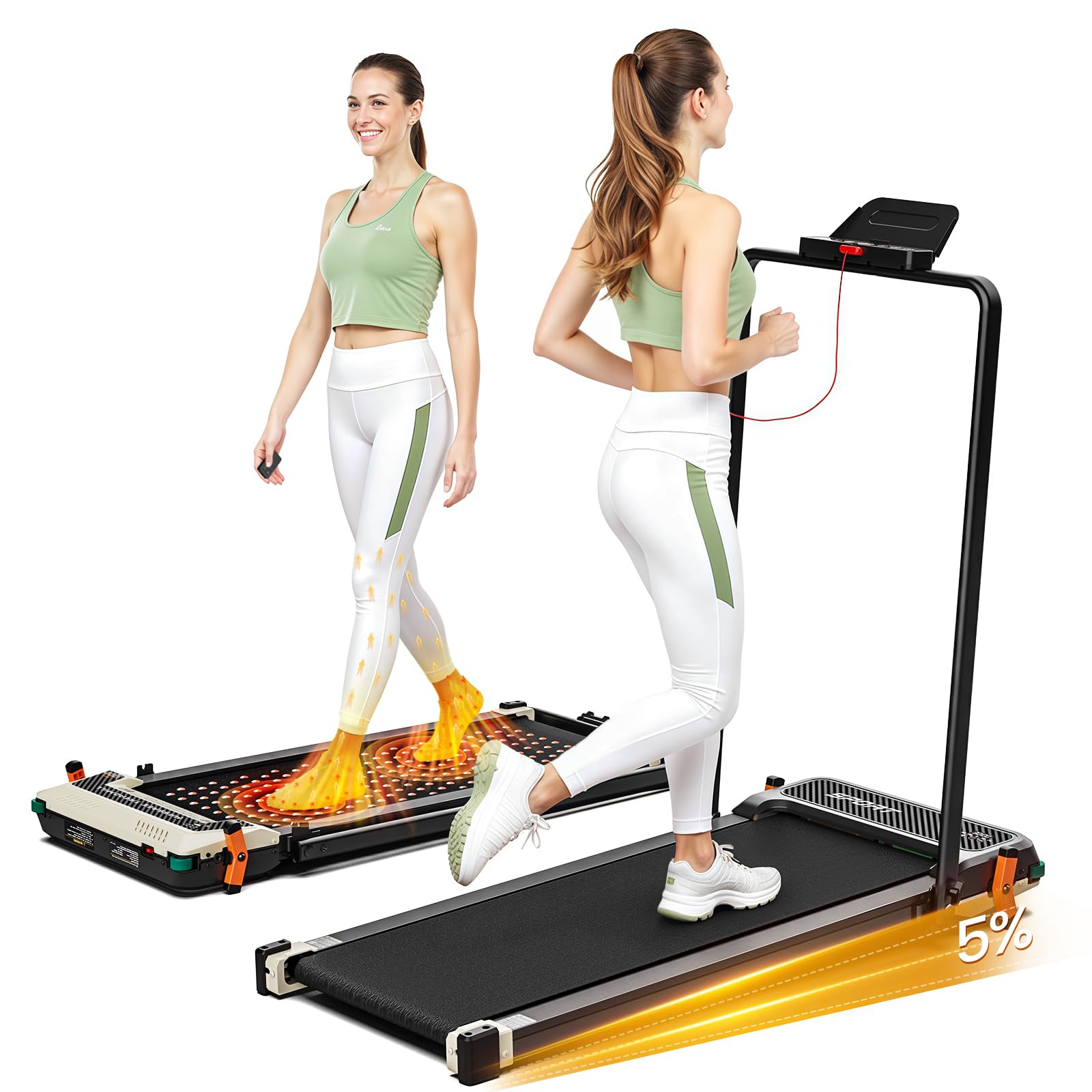 Side Walking Pad Treadmill With Incline Massage Function