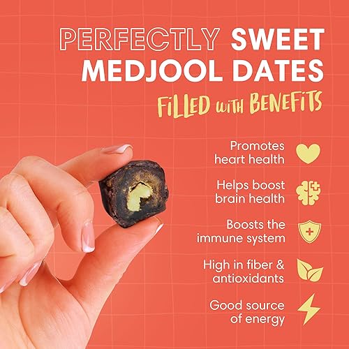 Miniatura 140 de DORREL - Dátiles cubiertos de chocolate negro belga (Medjool) con relleno de cacahuetes salados, aperitivo de chocolate vegano de alta energía