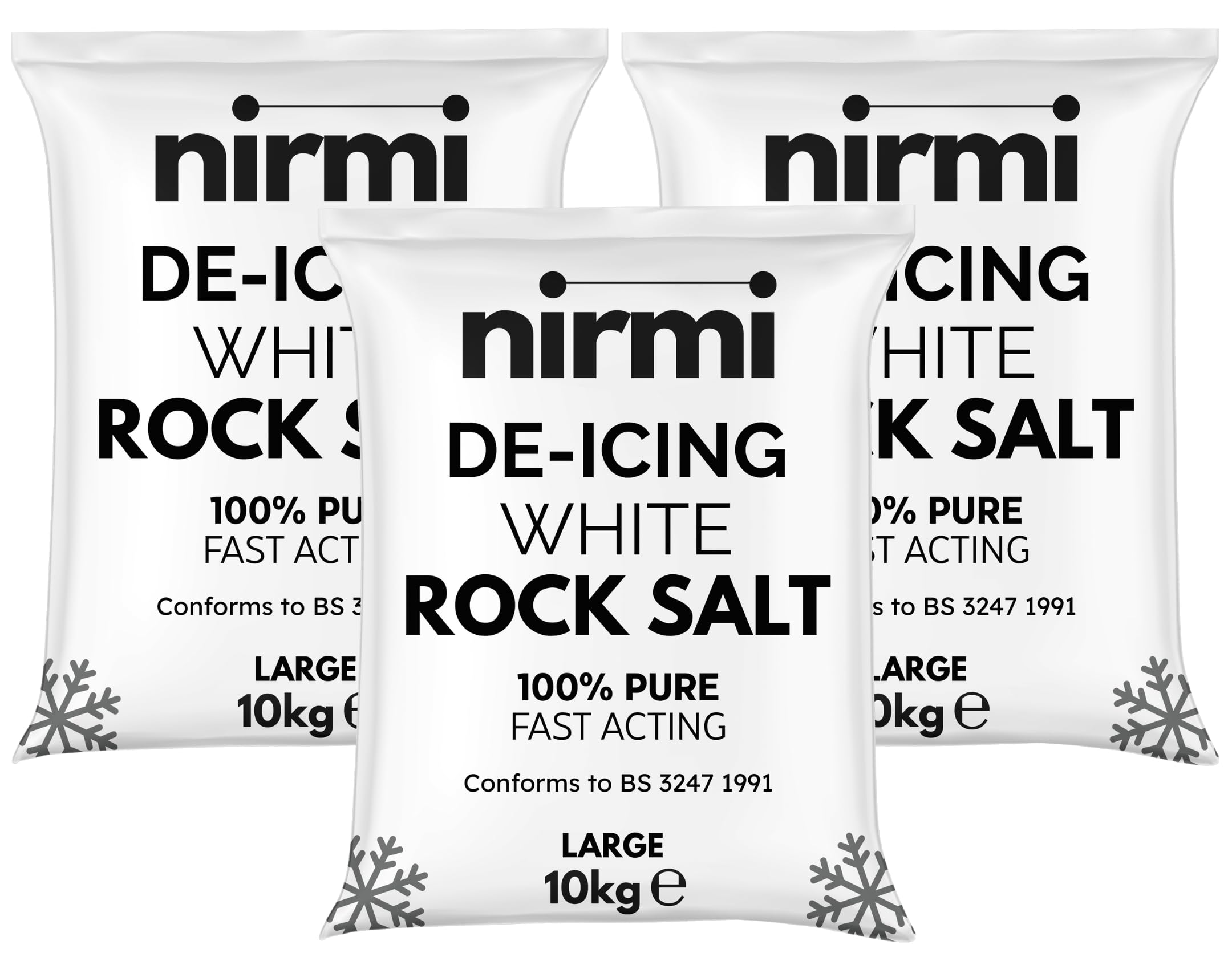 Nirmi White Rock Salt 10kg (Pack of 3) - Large - Premium De-Icing Grit for Driveways, Paths, Roads | Fast-Acting & Powerful | Natural Weed Control & Ice Melt