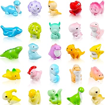 Exasinine 25 Pcs Mini Dinosaur Figurines Set Mini Resin Animals Miniature Dinosaur Figurines for DIY Micro Landscapes Terrarium Fairy Garden Birthday Gift