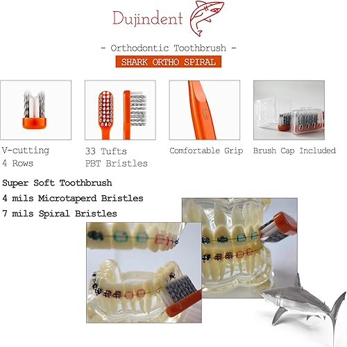 Miniatura 9 de Cepillo de dientes de ortodoncia para aparatos ortopédicos 6 paquetes fabricado en Corea corte en V, cerdas de EE. UU., cepillo de dientes para