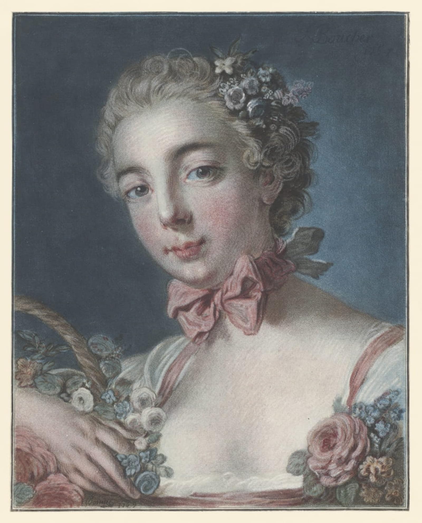 SERENDIPITP Abstract Painting Mural Print Picture Wall Decor Painting Portrait of Marie Amélie Baudouin as Flora by Louis Marin Bonnet Vintage Wall Artwork for Home Decor 60x90cm
