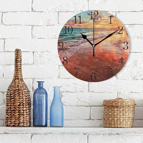 Miniatura 9 de senya Reloj de pared silencioso de 9.5 pulgadas, funciona con pilas, redondo, decorativo, acrílico, silencioso, para dormitorio, oficina, escuela,