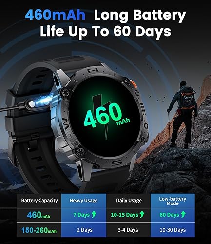 Miniatura 6 de ESFOE Reloj inteligente para hombre (2 correas), pantalla AMOLED de 1.43 pulgadas, rastreador de fitness con 5 ATM impermeable, más de 126 modos