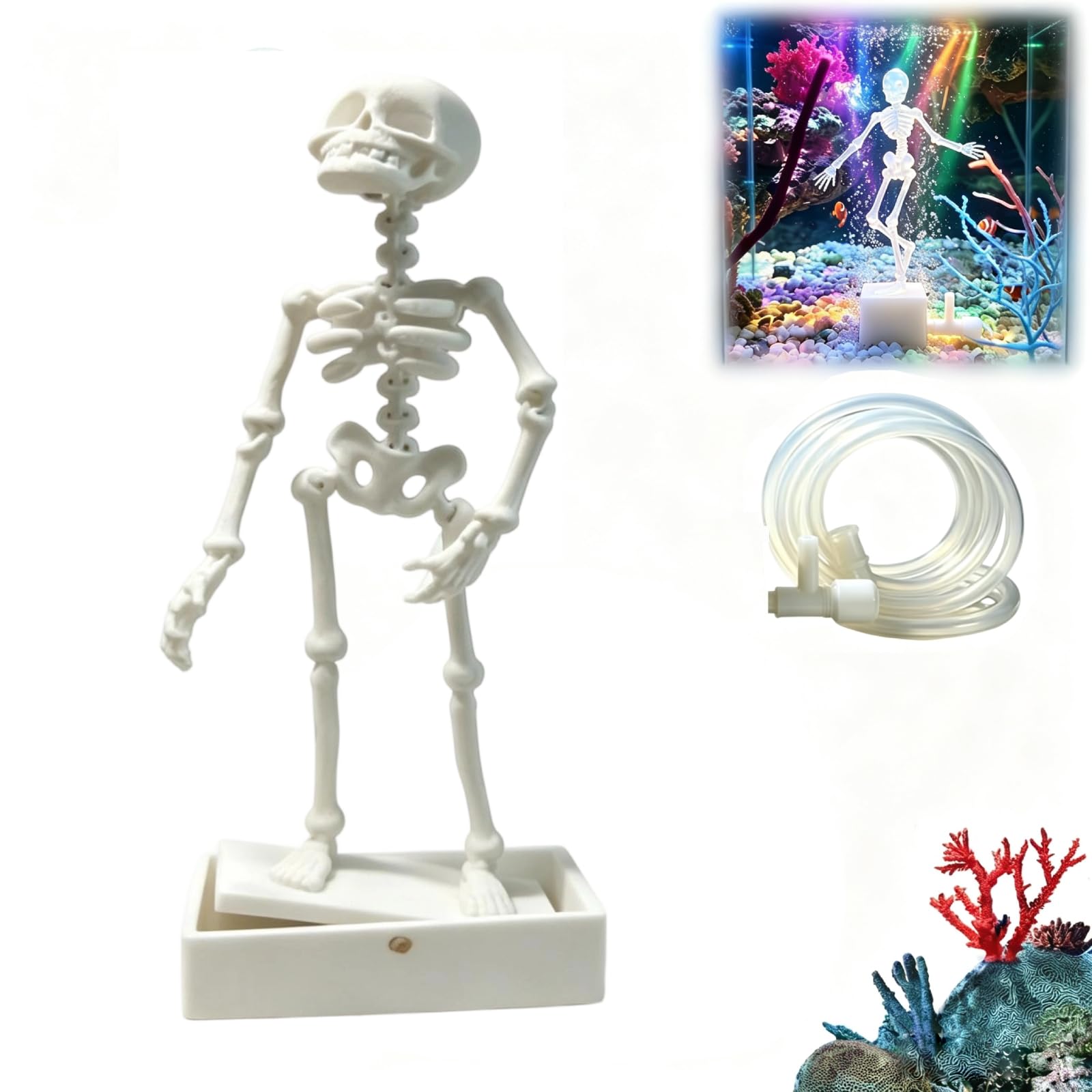 Dancing Skeleton Aquarium Bubbler Decorations, Halloween Decorations，1