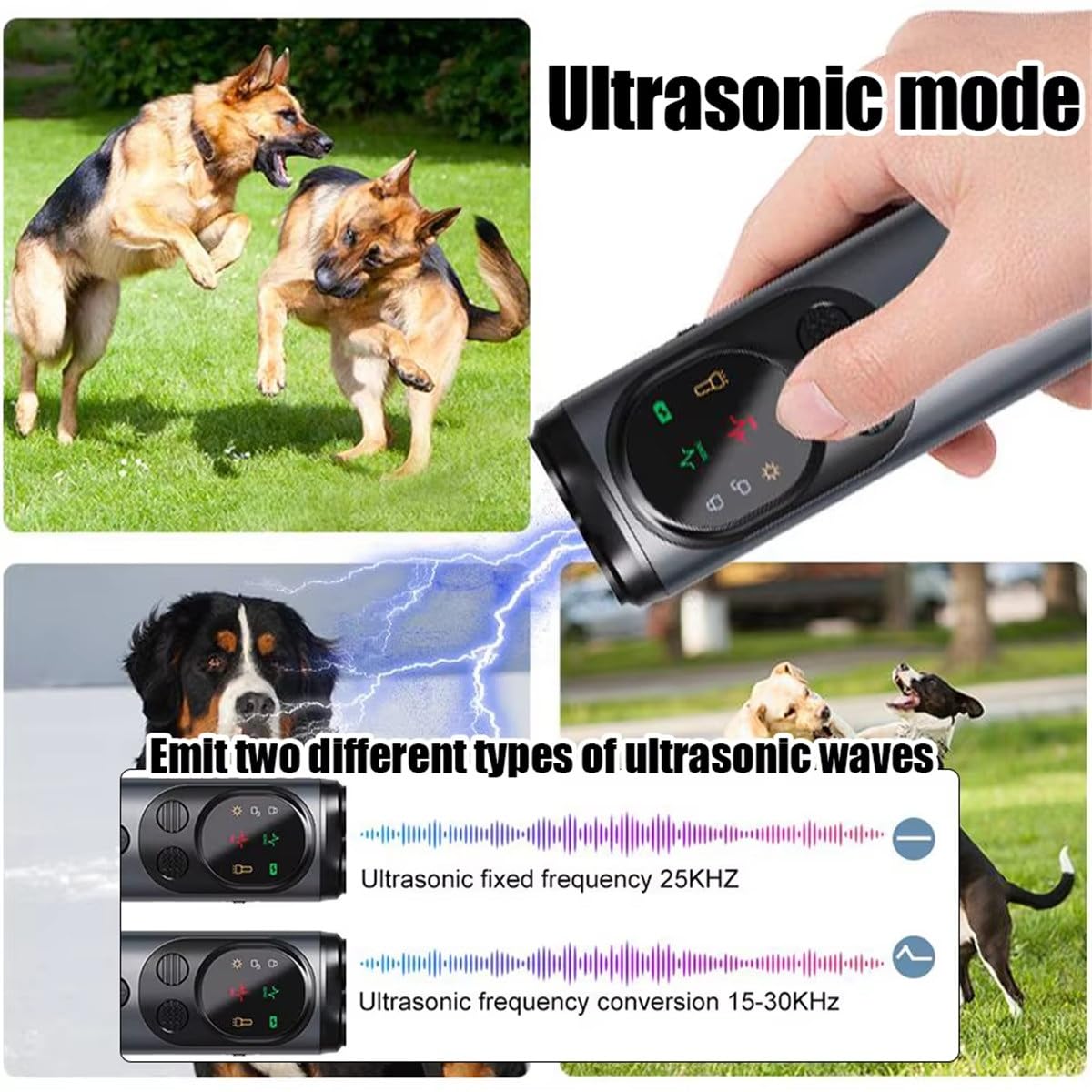 XAUCY Répulsif à ultrasons pour chien anti-aboiements - Appareil de dissuasion rechargeable haute puissance avec lampe de poche LED (orange)