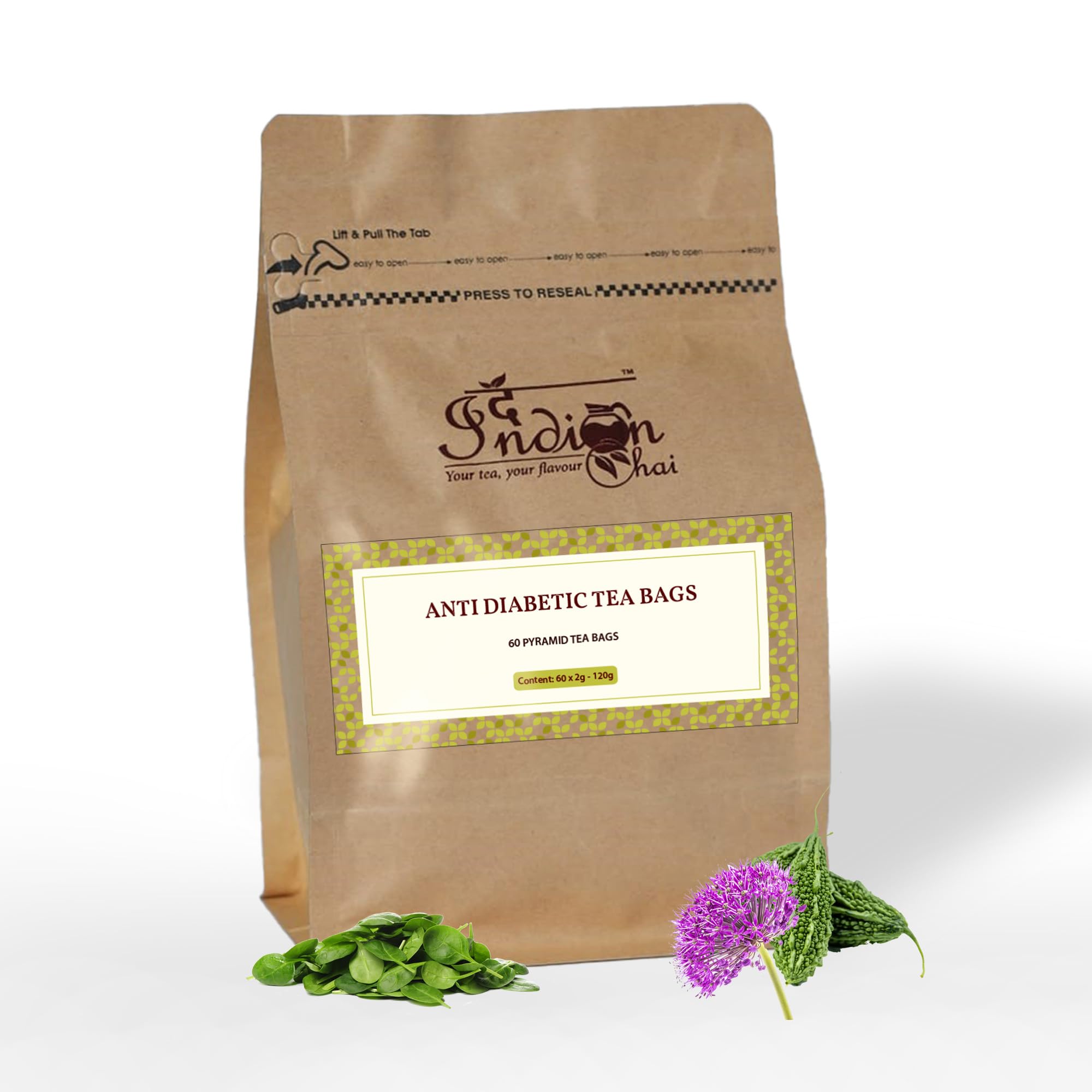 The Indian Chai - Anti - Diabetic Tea 60 Pyramid Tea Bags with Gymnemma Sylvestre, Giloy Stem, Paneer Dodi, Bitter Melon, Jamun Seed for Regulating Blood Sugars levels (B0BVVQRXFY) Amazon Price History, Amazon Price Tracker