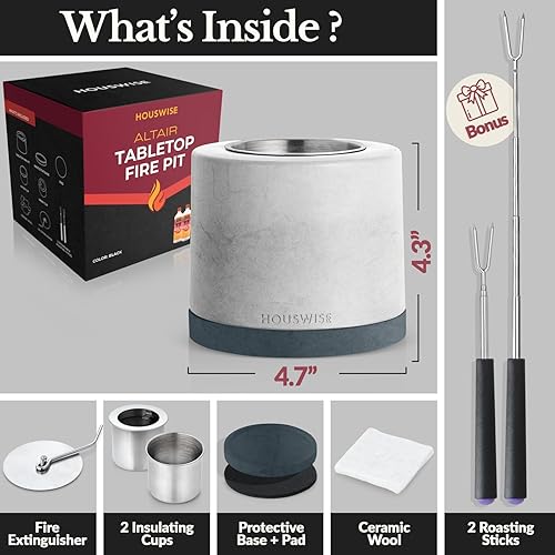 Miniatura 8 de Houswise Kit para hacer fogatas de mesa  Hormigón para exteriores e interiores, fogata de mesa, pequeña chimenea portátil para interiores