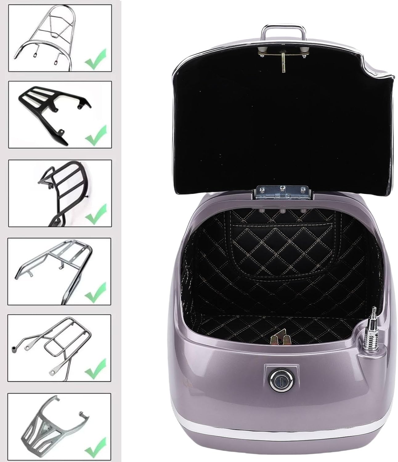 Top Case, 38L Retro Water Proof ABS Trunk Box with Lock and Key, Universal Fit for Electric Bikes Scooters (Brown)