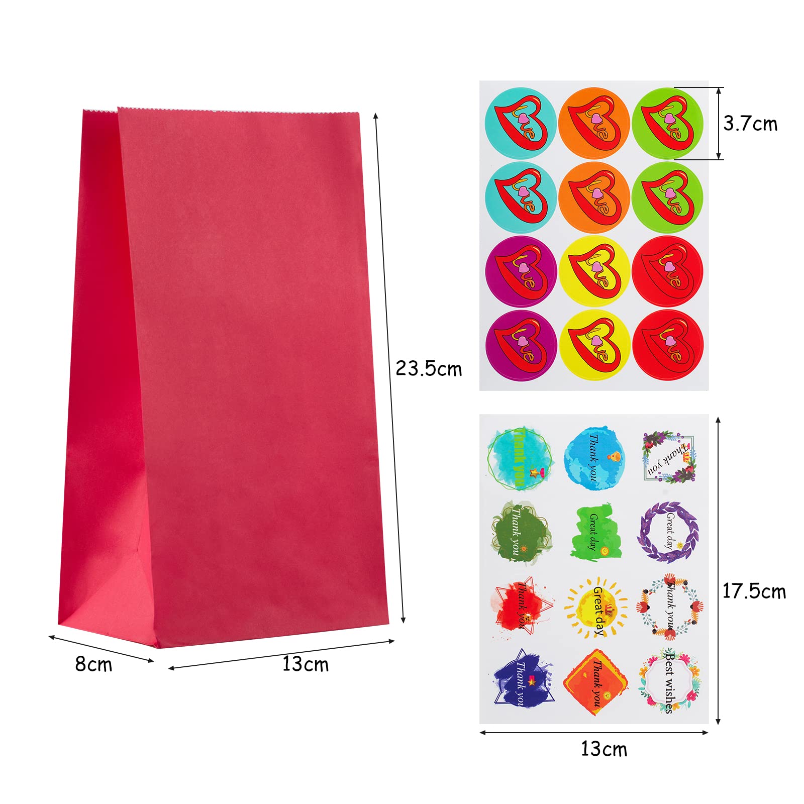 Leenou Sacchetti Regalo Di Carta - 40 Pezzi Con 96 Adesivi | Per Caramelle, Compleanni E Matrimoni - Foto 2
