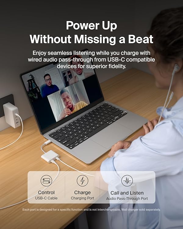 Belkin Connect USB-C™ to Dual-Port USB-C Adapter, Hub Dongle with 2 USB-C 3.2 Gen2 Ports & 100W PD with Max 10Gbps High Speed Data Transfer for MacBook, iPad, Chromebook, PC, and More - White by Belkin - Image 6