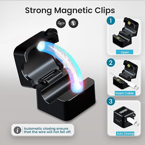 Miniatura 2 de Paquete de 8 soportes magnéticos organizadores de cables, cable de escritorio adhesivo fuerte Costop